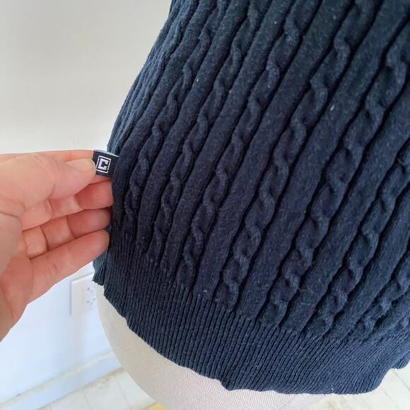 Chaps Womens Y2K Cable Knit Short Sleeve Sweater Size XL Henley Preppy Old Money - Picture 3 of 8